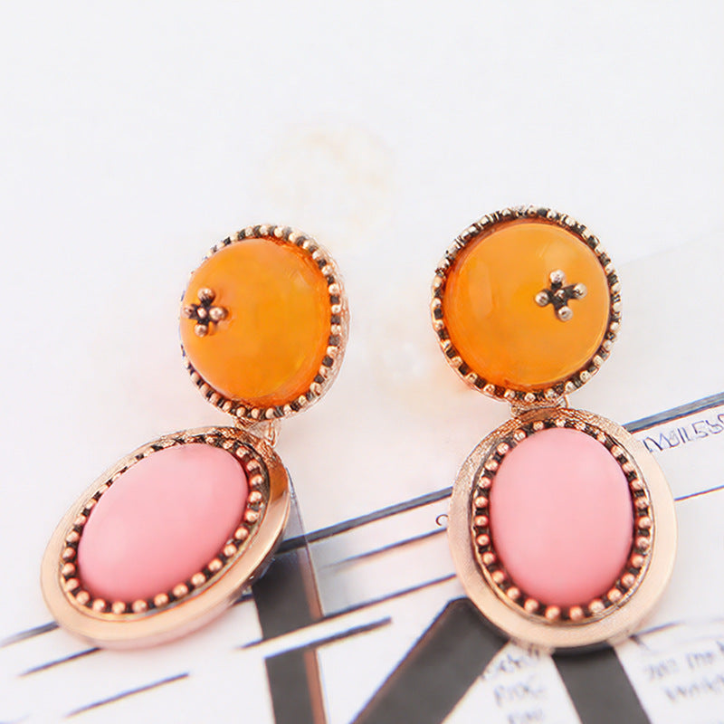 Retro Distressed Patchwork Affordable Luxury Fashion Resin Beeswax Geometric Earrings