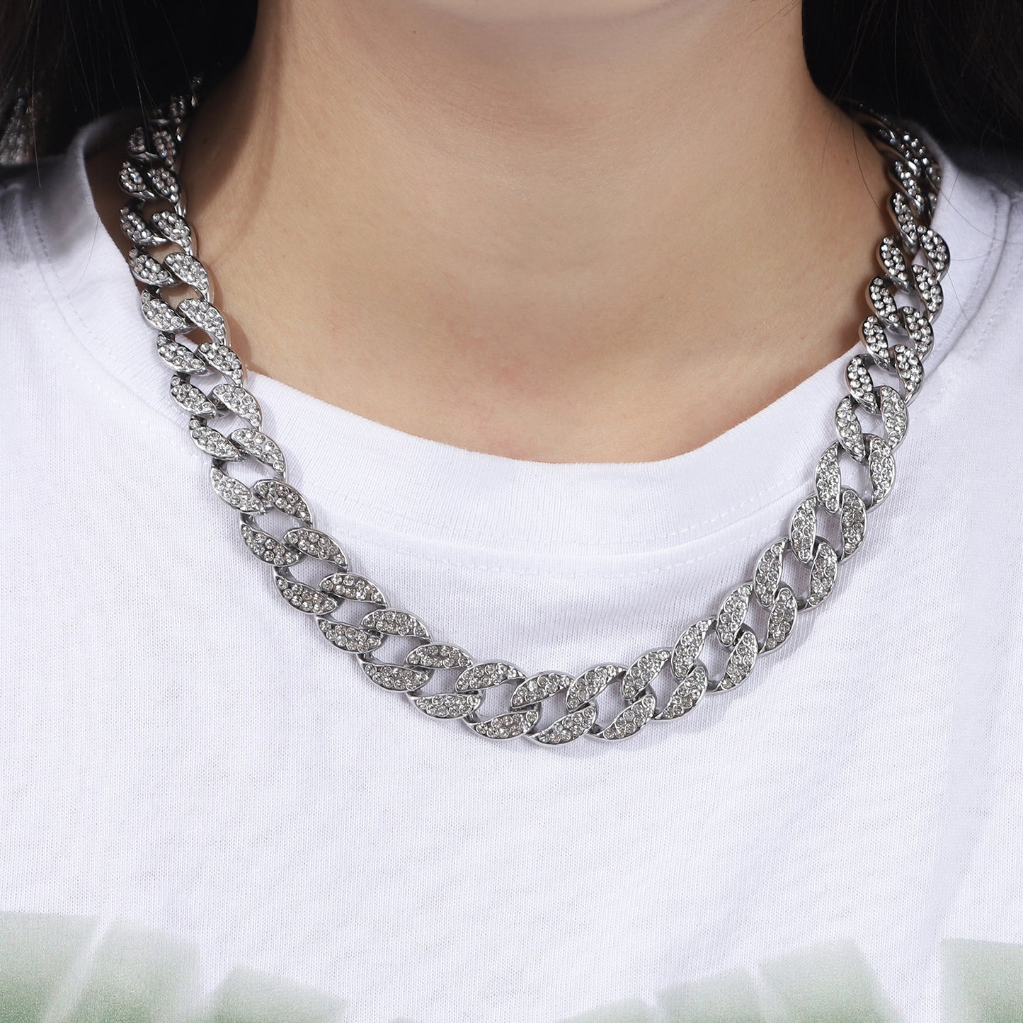 Women's & Men's Cuban Link Chain Ornament Alloy Diamond Necklaces