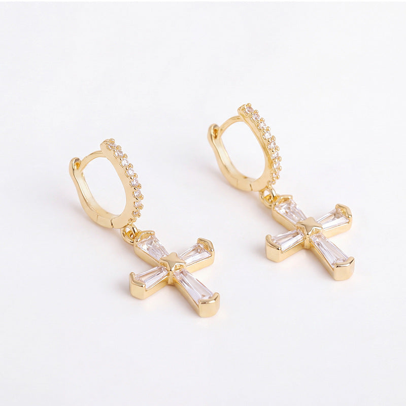 Small Cross Eardrop Personality Sweet Cool Fashion High Ear Buckle