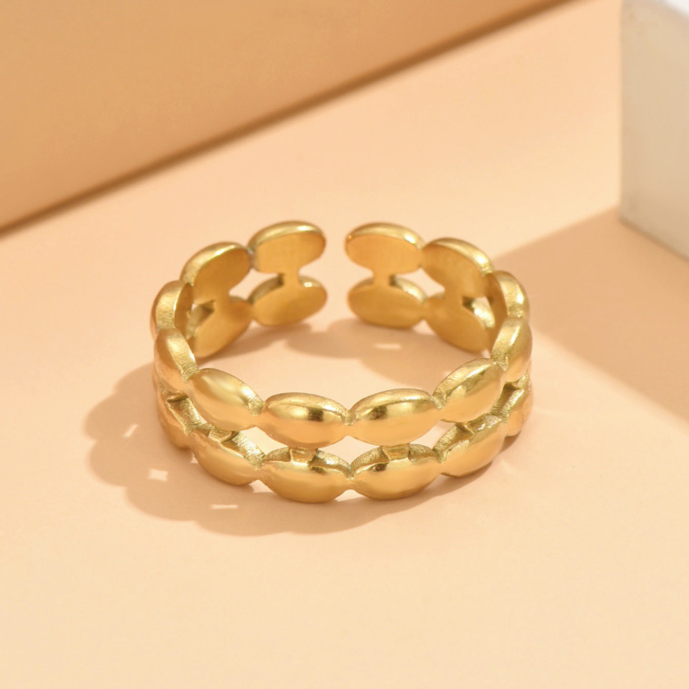 French Retro Double Row Oval Adjustable Rings