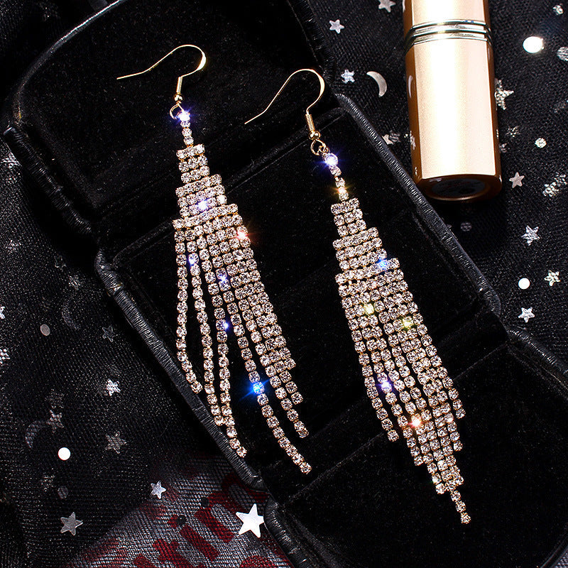 Women's Sier Light Luxury Long Tassel Exaggerated Earrings