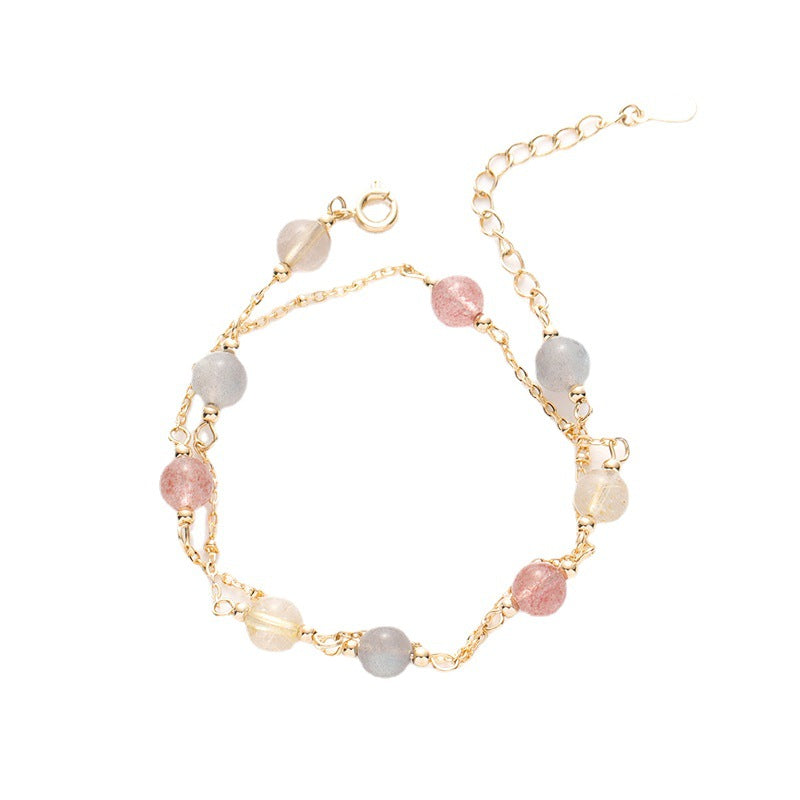 Women's Rainbow Crystal For Strawberry Moonstone Attracting Male Stable Bracelets