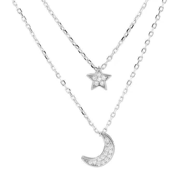 Moon Female Light Luxury Minority Design Sense Twin Necklace