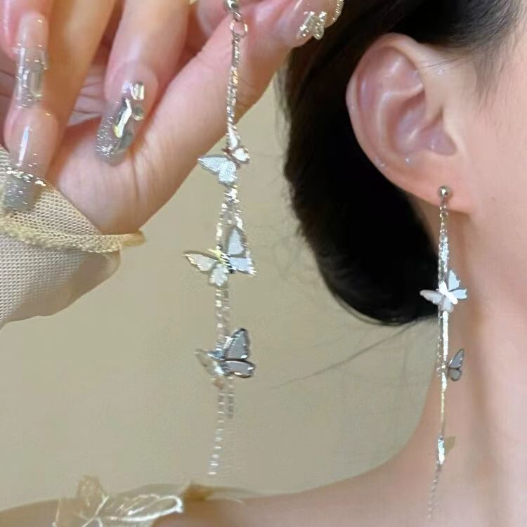 Light Luxury Minority Bow Pearl Graceful Long Earrings