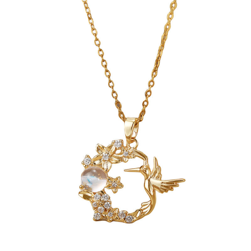 Women's Hummingbird Flower Light Luxury Temperament Gorgeous Necklaces