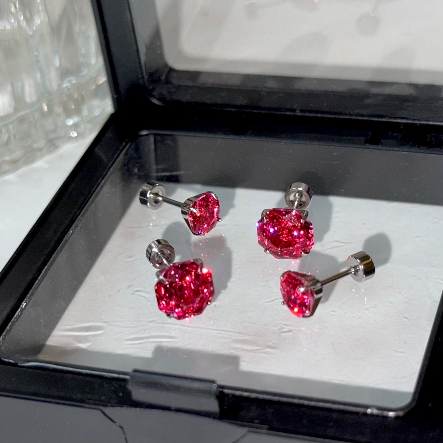 Fruit Syrup Red Cut Zircon Ear Bone Stud Earrings