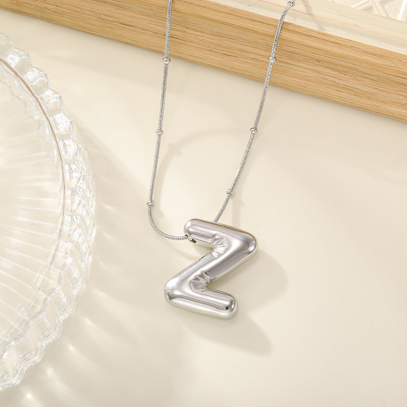 Women's Trendy Bubble Letter Colorfast Titanium Steel Design Pendants