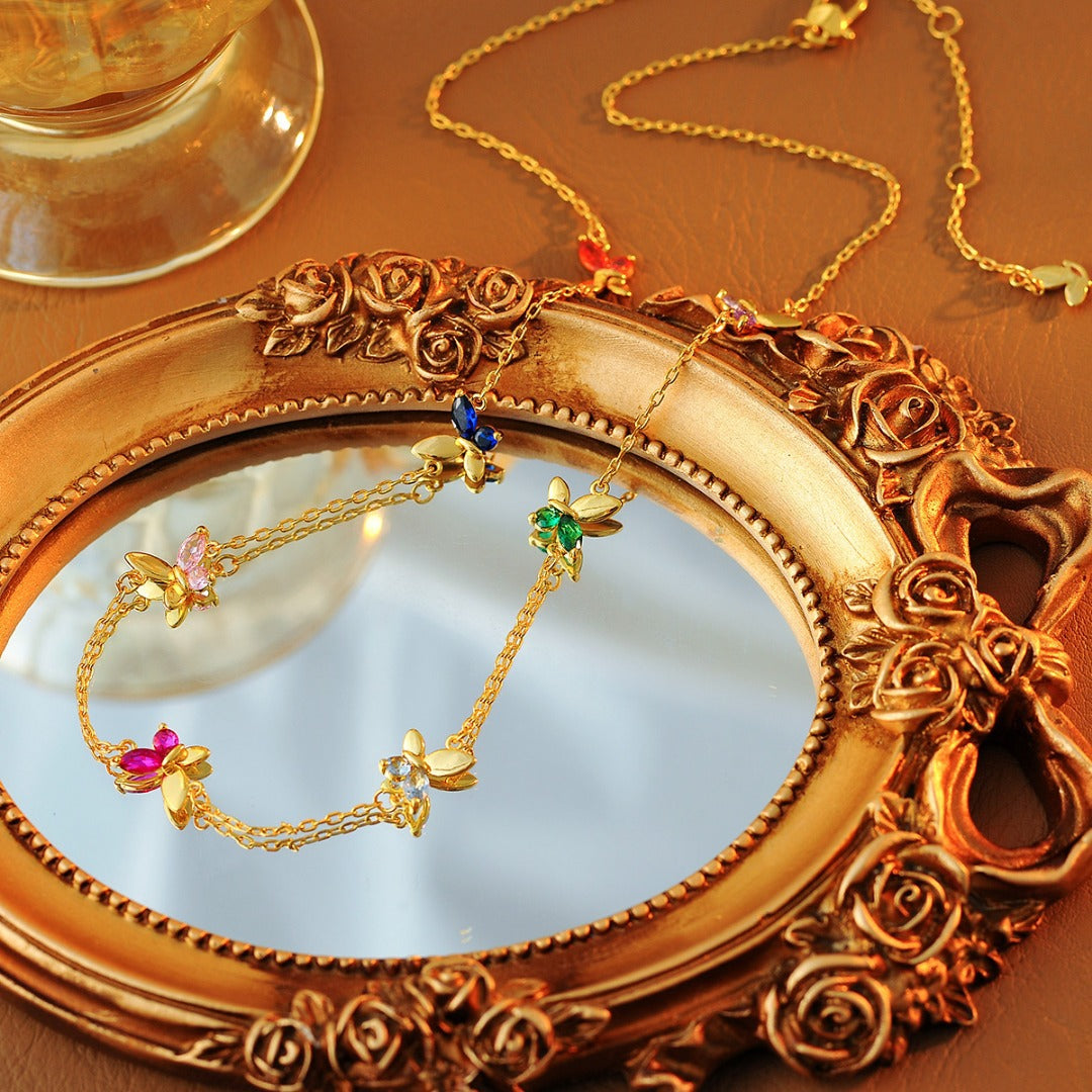Wing Light Luxury Commuter Color Zircon Necklace