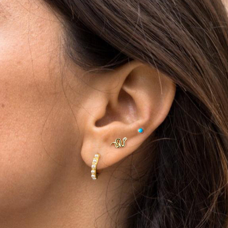 Women's Turquoise Soft Bone Fashionable Simple High-grade Earrings