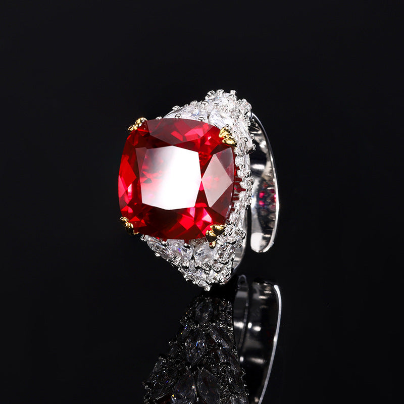 Women's Copper Sole Gold-plated Artificial Corundum Bird's Nest Cut Retro Rings