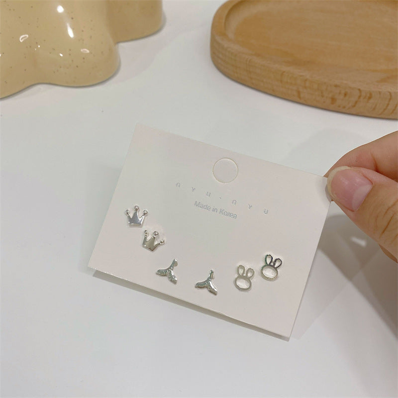 Needle Simple Female Petite Suit Combination Mini Earrings