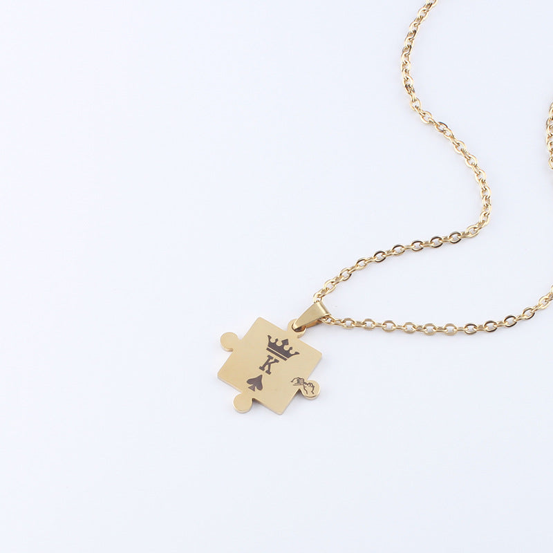 Men's Stainless Steel Ornament Couple Stitching Crown Necklaces
