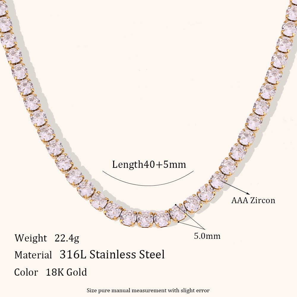 Women's Luxury Twin Clavicle Chain Jewelry Stainless Steel Gold-plated Full Necklaces