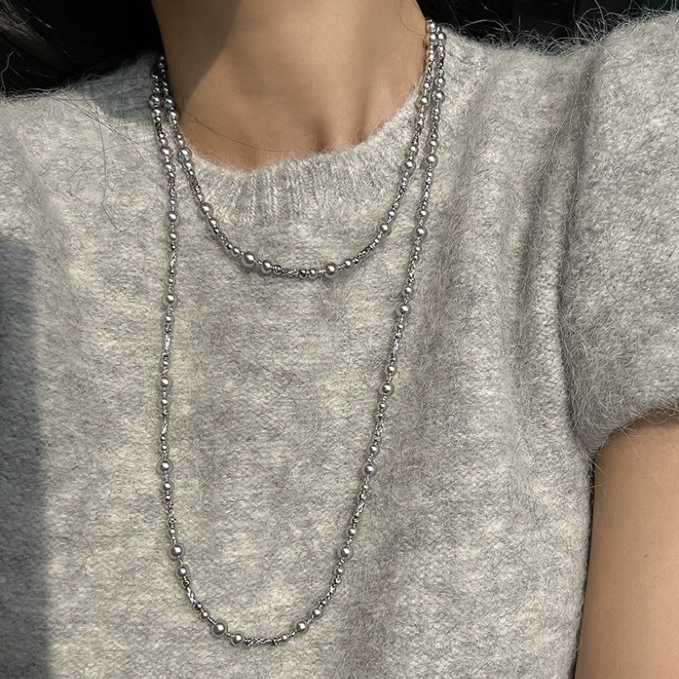 Cool Sier Gray Pearl Cut Flower Light Luxury Necklaces