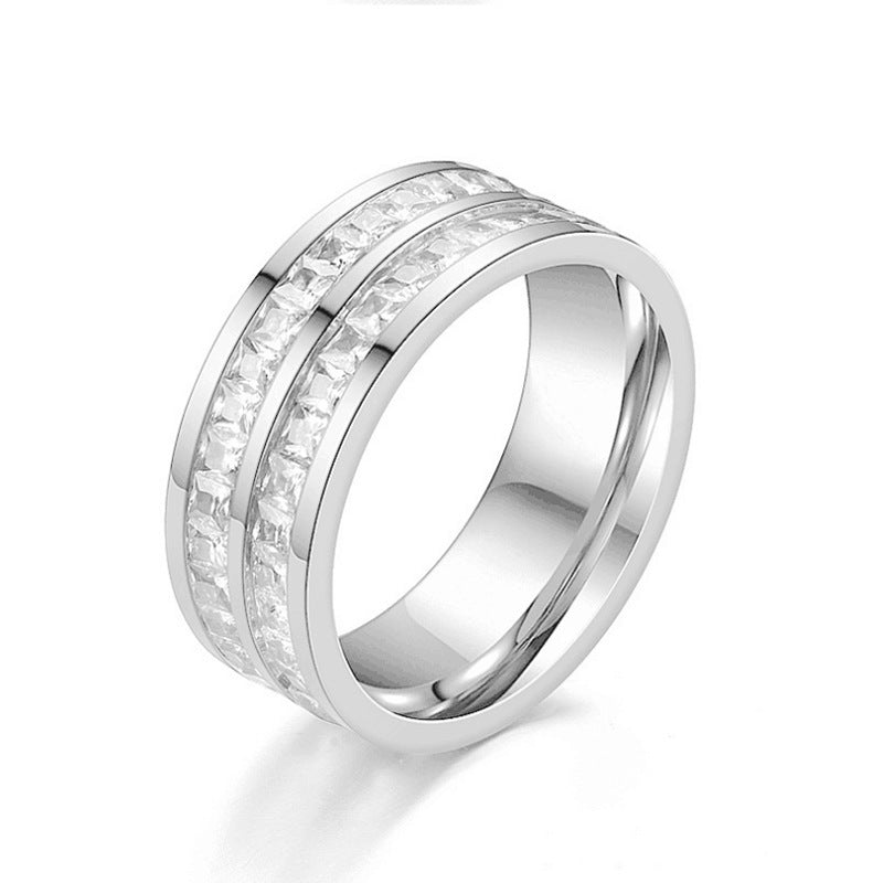 Women's & Men's Titanium Steel Diamond Fashion Niche High-grade Rings