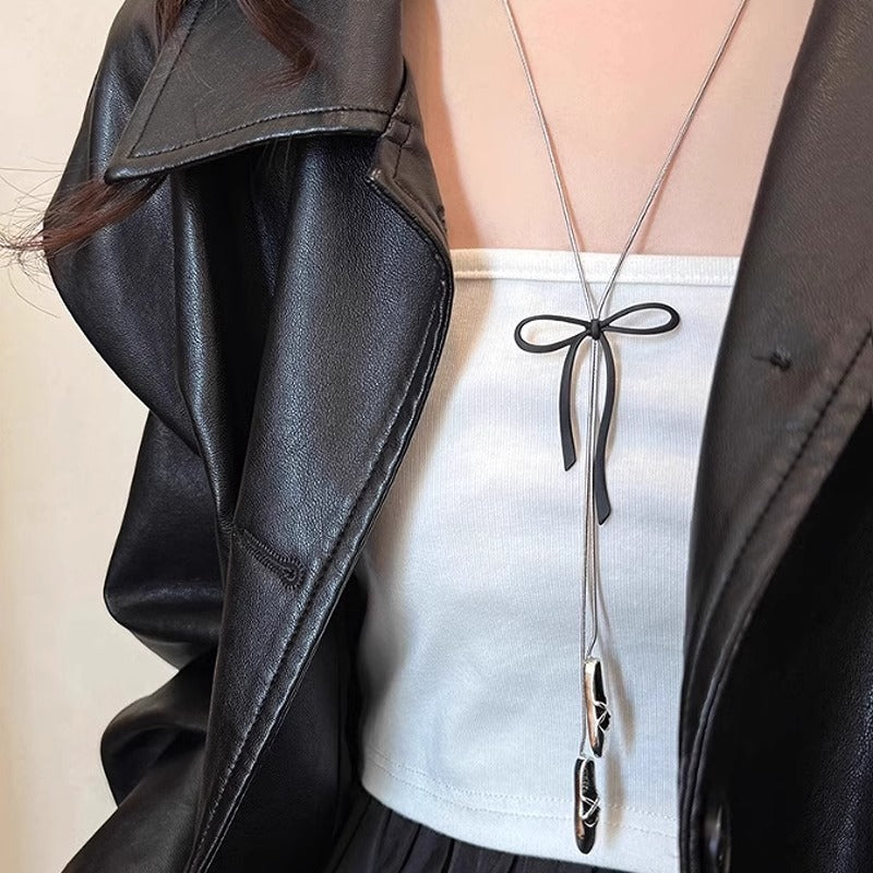Women's Bow Metal Long Temperament Wild Sweater Necklaces