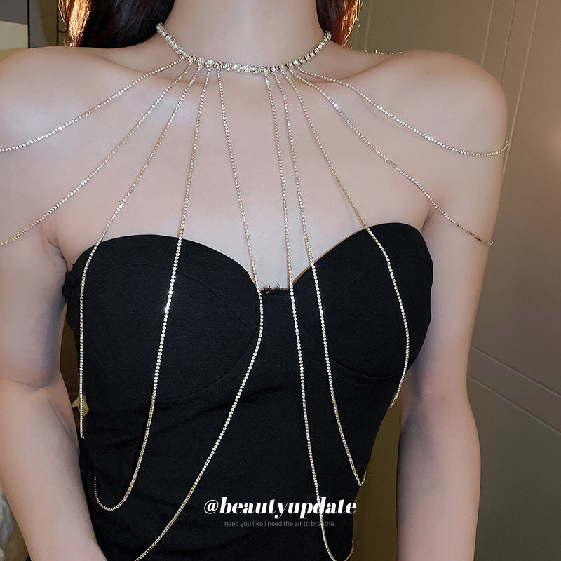Long Personalized Bridal Dress Exaggerated Tassel Shoulder Necklaces