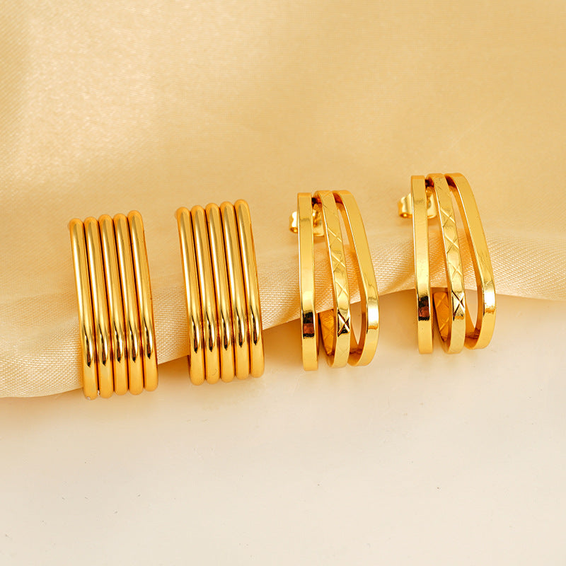 Women's Irregular Titanium Steel Simple High-grade Stylish Earrings