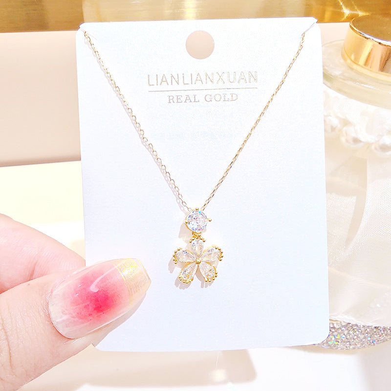 Women's Copper Summer High-grade Simple Refined Zircon Gold Necklaces