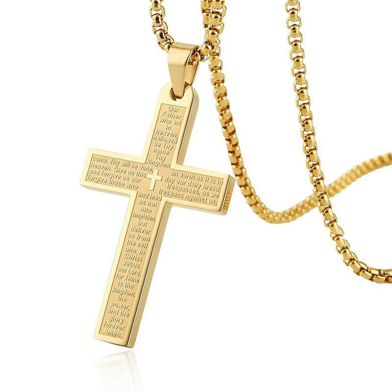 Ornament Stainless Steel Cross Shelf Scripture Necklaces