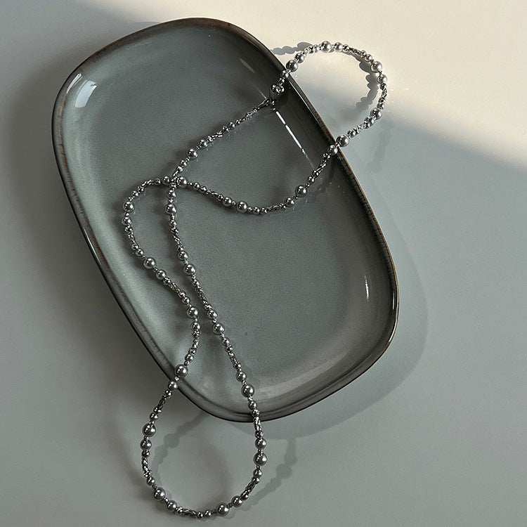Cool Sier Gray Pearl Cut Flower Light Luxury Necklaces