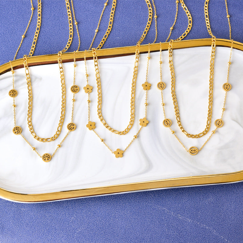 Love Titanium Steel French Fashionable Gold Clavicle Chain Necklaces