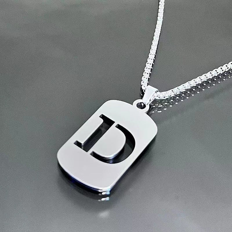 English Letter Titanium Steel Male Female Couple Clothing Necklaces