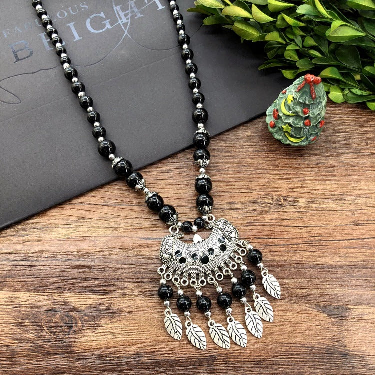 Women's Chain Moon Flower Colorful Beads Headdress Necklaces