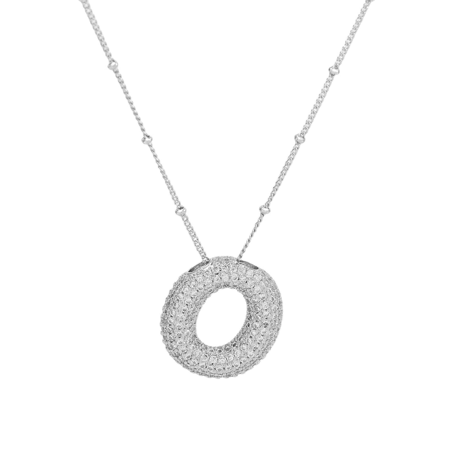 Women's Brass Zircon Bubble Balloon Letter Chubby Necklaces