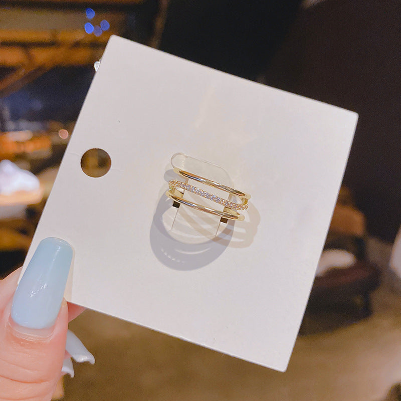 Women's Real Gold Plating Color Retention Micro Setting Design Rings