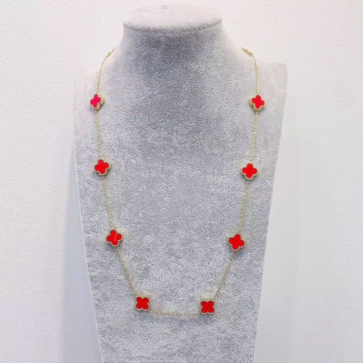 Pork Belly Seven Flowers Ten Flower Four-leaf Clover Titanium Steel Necklaces