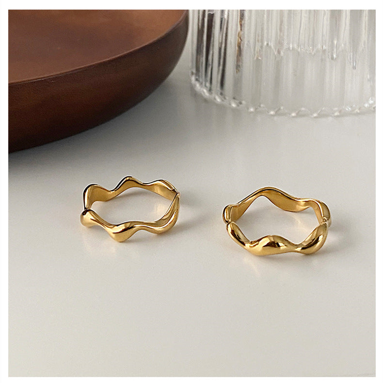 Wave Abstract Titanium Steel Index Finger Female Fashion Personality Geometry Rings