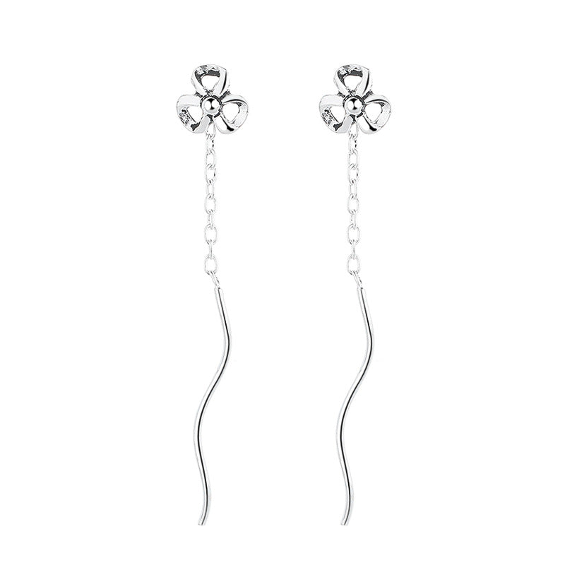 Fashion Vintage Little Fresh Black Clover Ear Lines Trendy Earrings