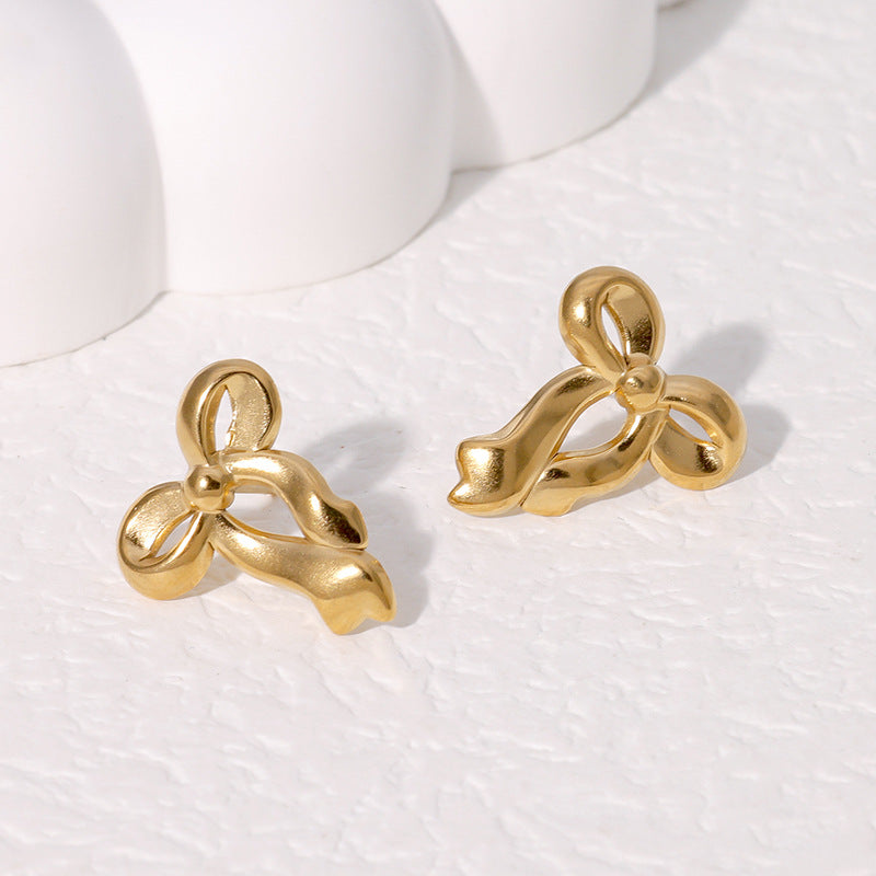 Women's Simple Fashion Bowknot Style Gold-plated Sweet Earrings