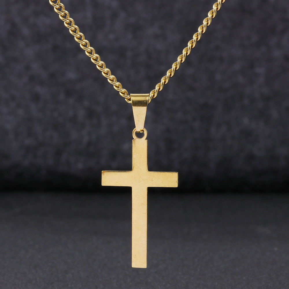 Men's Chain Cross Simple Stylish Glossy Couple Necklaces