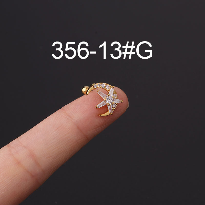 Twist Ball Ear Bone Piercing Zircon Earrings
