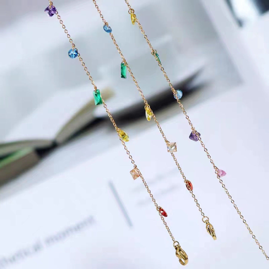 Summer Minimalist Color Zircon Small Titanium Necklaces