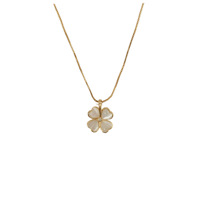 Lux Four-leaf Clover Cateye Simple Niche Advanced Sense Necklaces