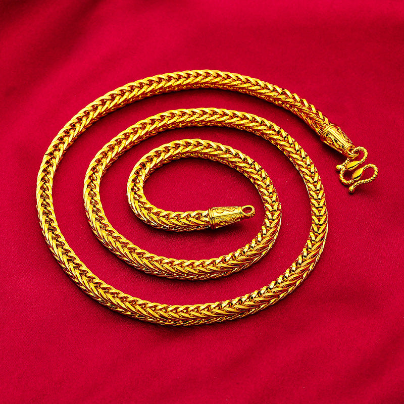 Men's Vietnam Placer Gold Snake Bone Fox Tail Necklaces