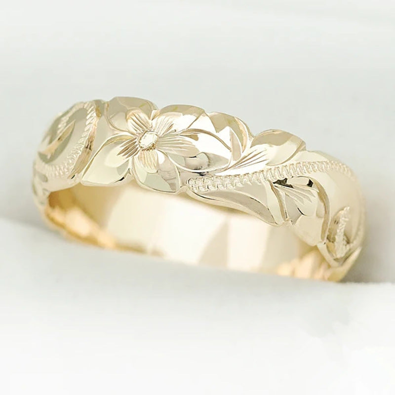 Women's Simple Fashion Textured Rose Flower Vintage Ring