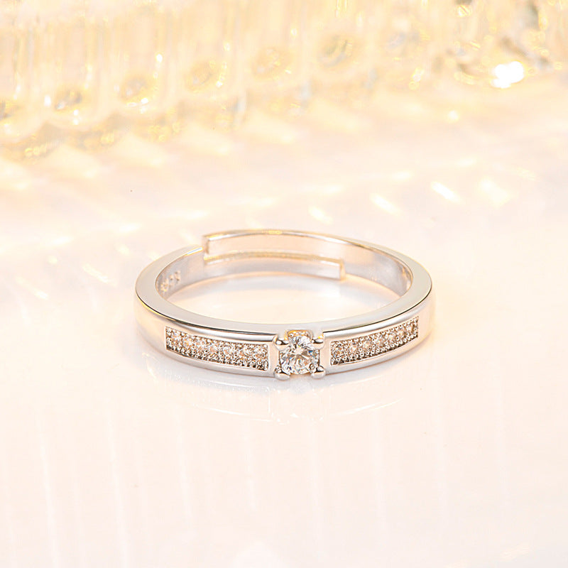 Korean Style Rhinestone Zircon Couple Female Fashion Personality Rings