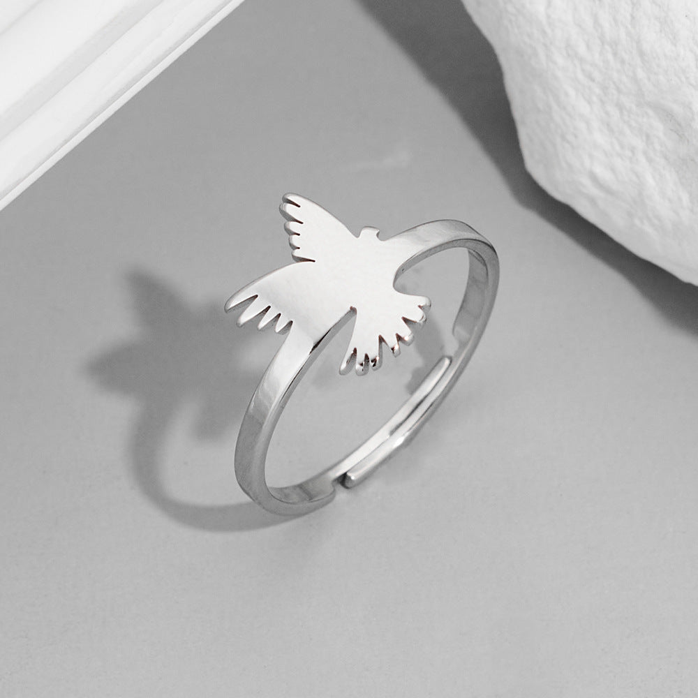 Fashion Couple Stainless Steel Spider Web Butterfly Bird Rings