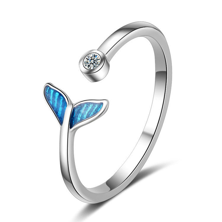 Style Temperament Wild Mermaid Bubble Female Colored Glaze Fishtail Ring