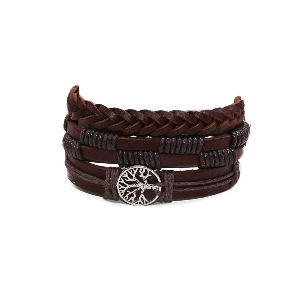 Men's Vintage Handmade Braided Leather Wax Rope Bracelets
