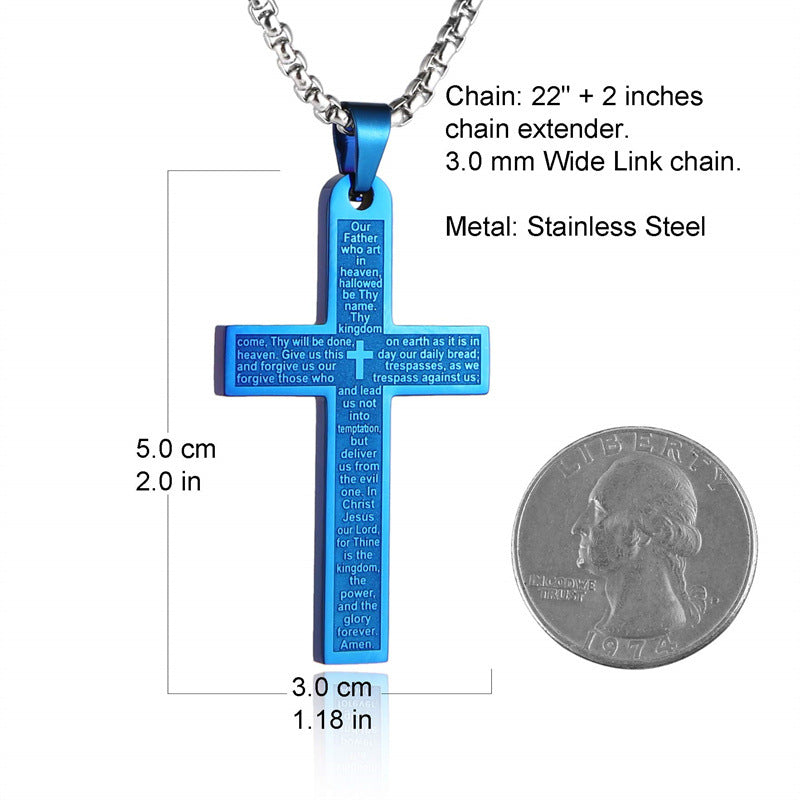 Ornament Stainless Steel Cross Shelf Scripture Necklaces