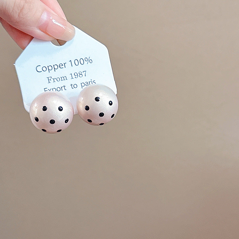 Women's Round Beads Bow Love Heart Simple Sweet Earrings