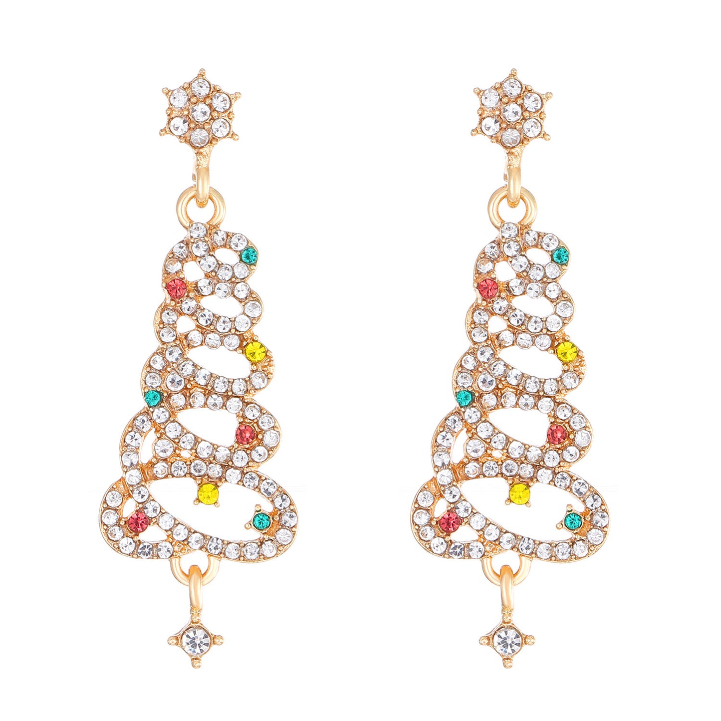 Women's Style Diamond Christmas Tree Exquisite Temperament Colorful Earrings