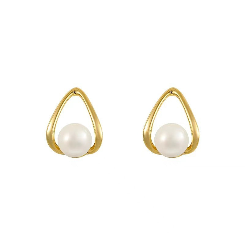 Women's Pearl Style High-grade Simple Niche Temperament Vintage Sier Rings