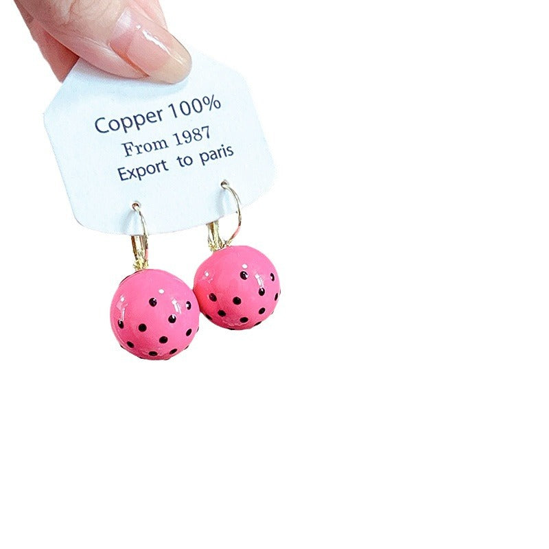 Women's Round Beads Bow Love Heart Simple Sweet Earrings