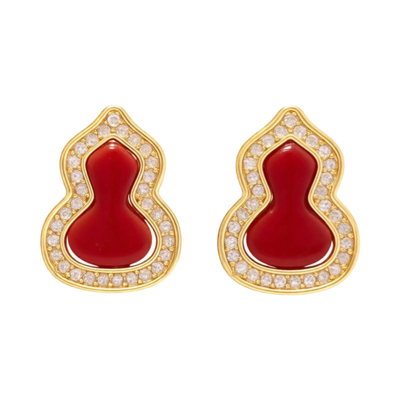 National Fashion Gourd Pearl Commuter Light Earrings